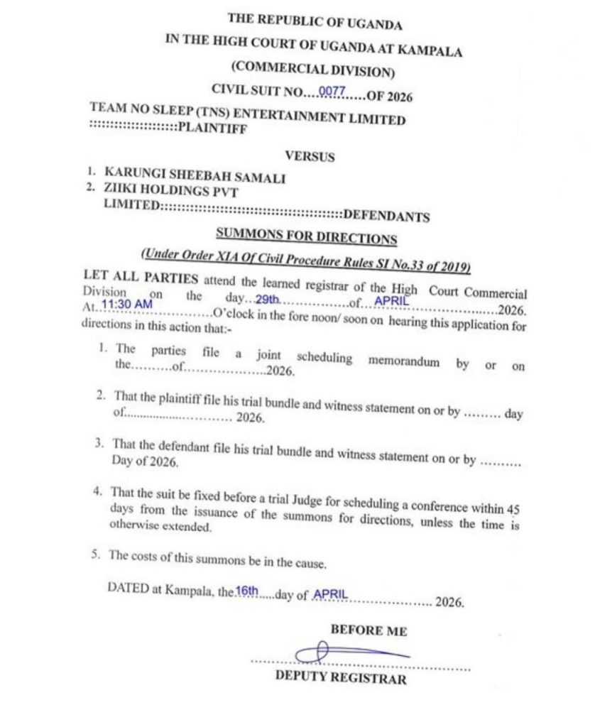 TNS Sheebah copyright dispute