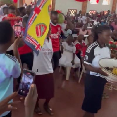 Arsenal fans church celebration Uganda