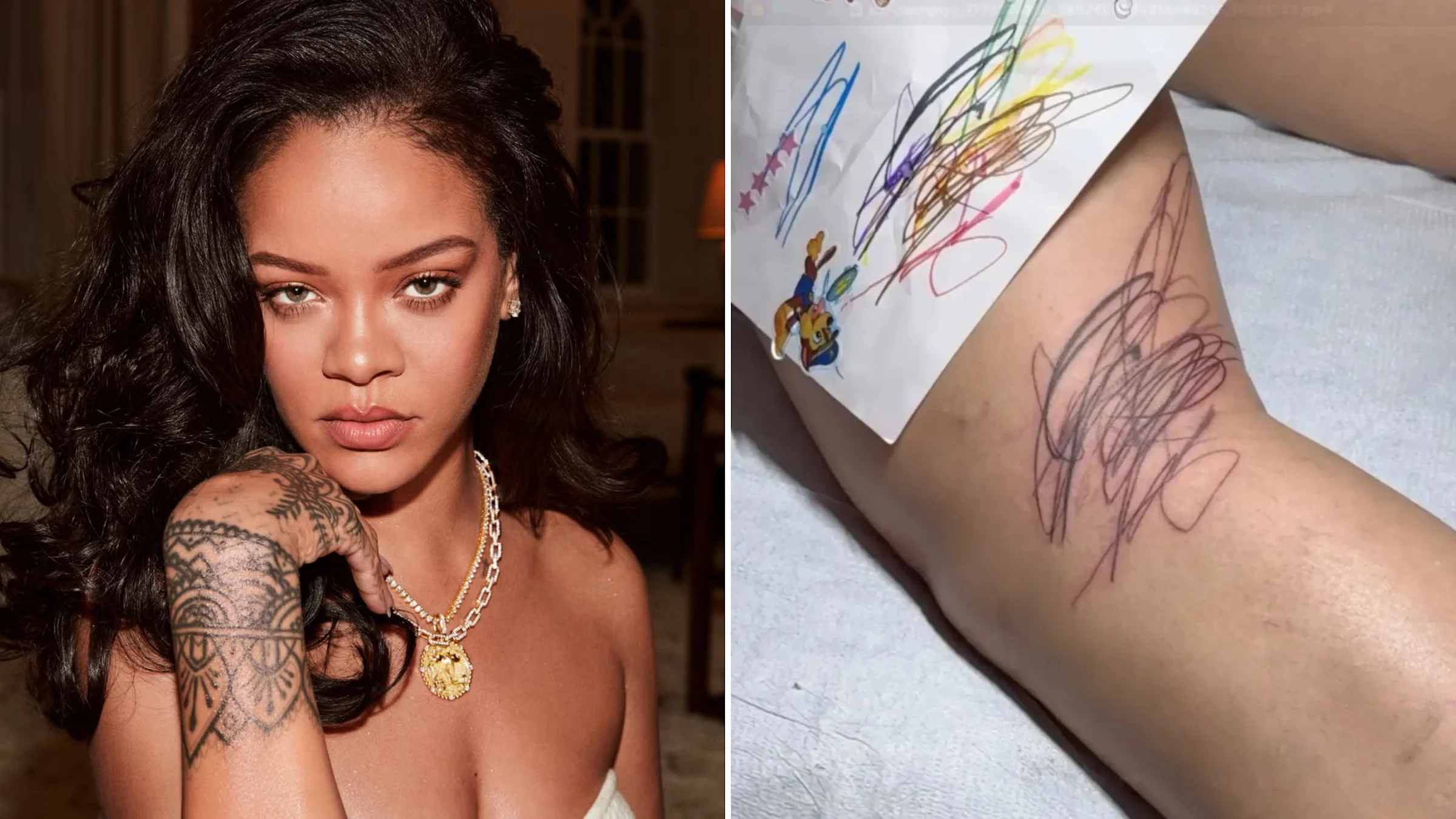 Rihanna Children's drawings tattoo